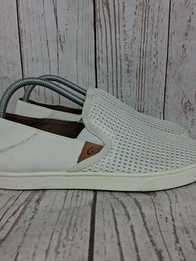 OluKai Pehuea Slip-on Sneakers Knit Womens Size 9.5 White